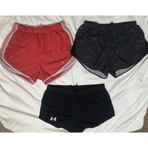 Nike Women's Dri-Fit Under Amor Lot Of 3 Lined Tempo Running Shorts M